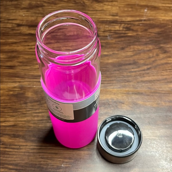 Black/Navy/Pink Wide Mouth Glass Water Bottle with Sleeve - Picture 1 of 6